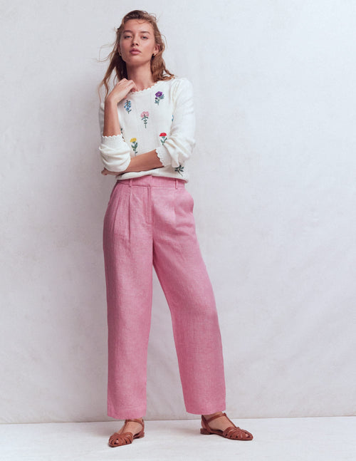 Bloomsbury Linen Pants-Meadowsweet Pink Chambray