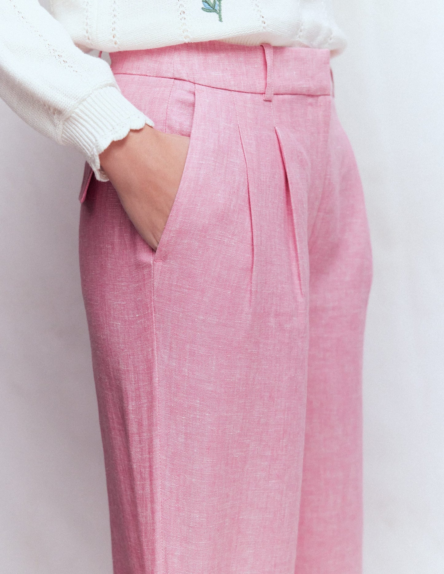 Bloomsbury Linen Pants-Meadowsweet Pink Chambray