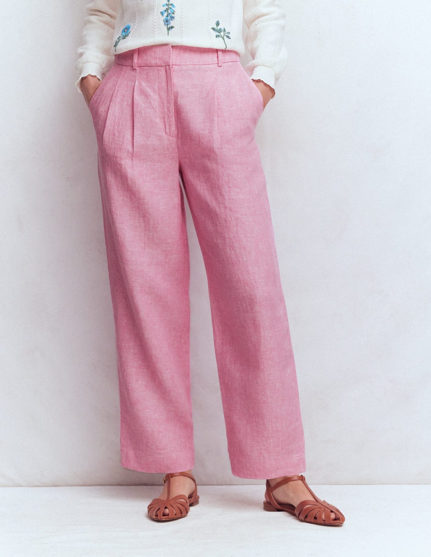 Bloomsbury Linen Pants-Meadowsweet Pink Chambray