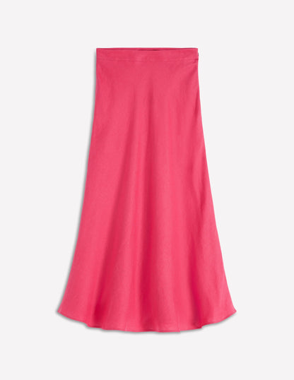 Bias Cut Linen Slip Skirt-Cherry Blush