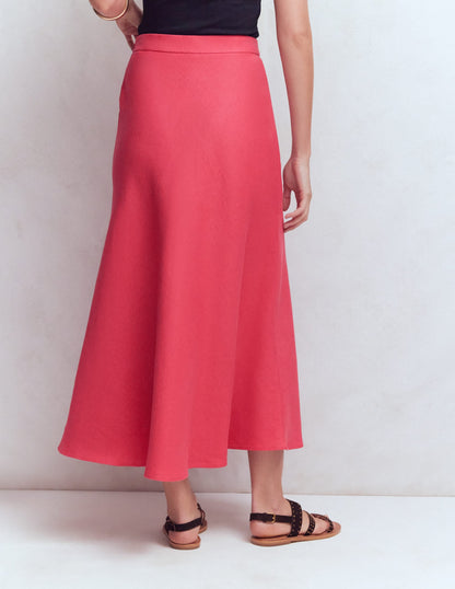 Bias Cut Linen Slip Skirt-Cherry Blush