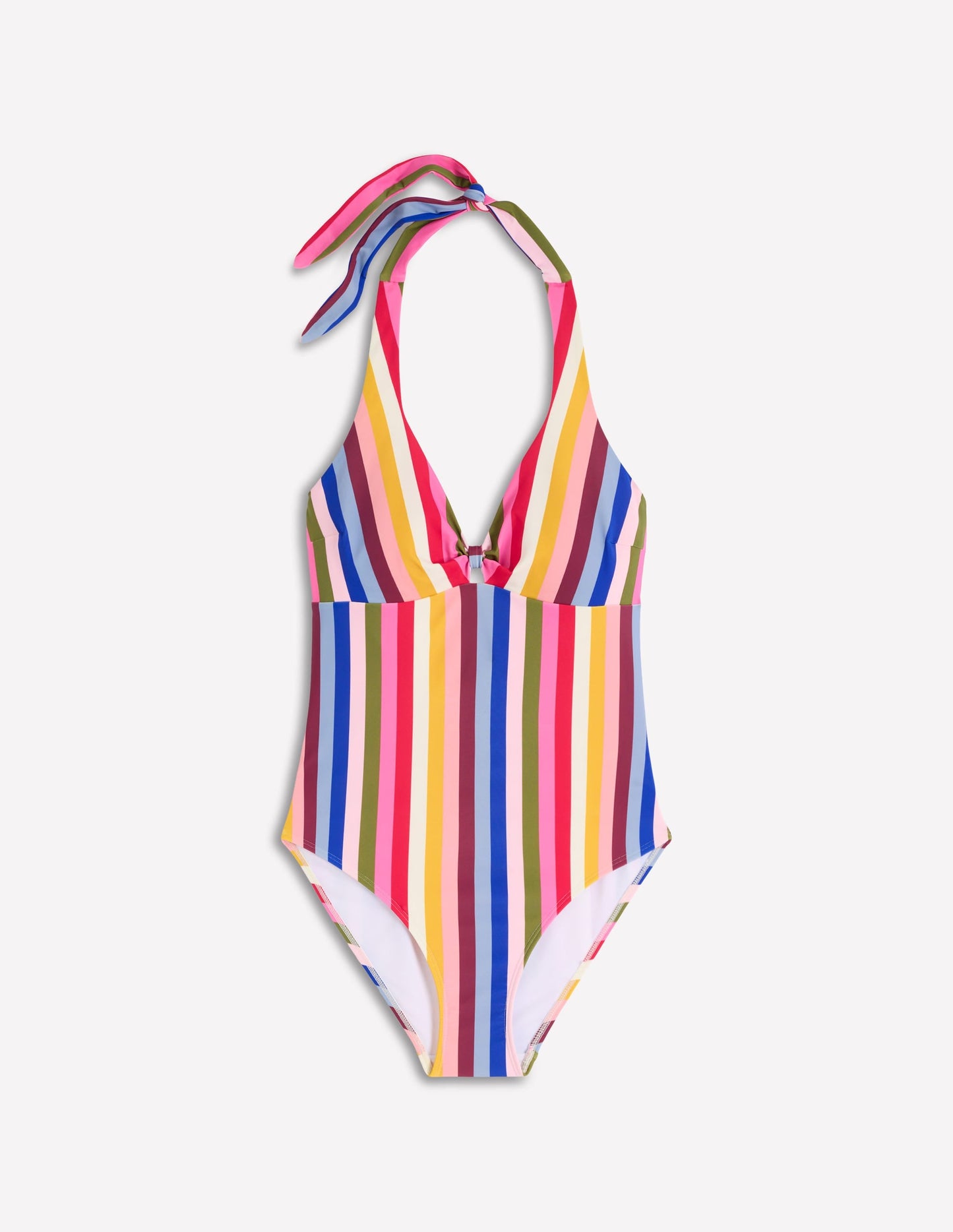 Bow Halter Swimsuit-Multi Stripe