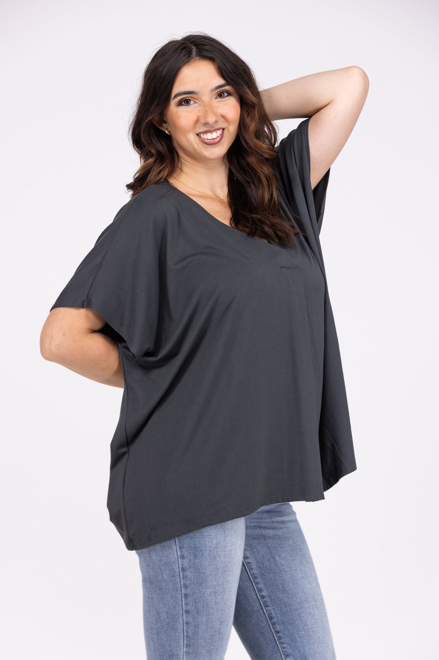 Left Wondering Women's Pleated Short Sleeve Top