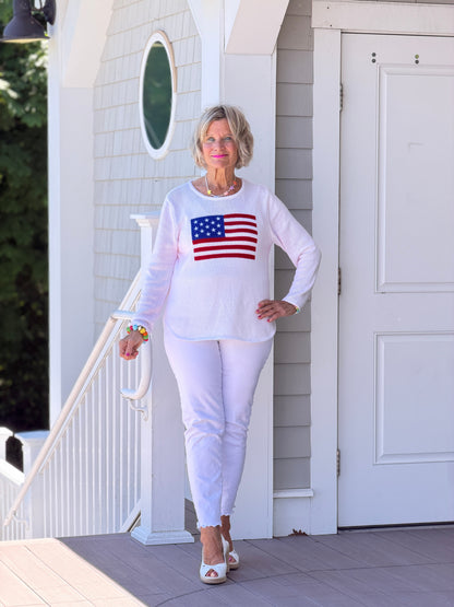 LULUB DOCKSIDE WHITE STAR FLAG SWEATER