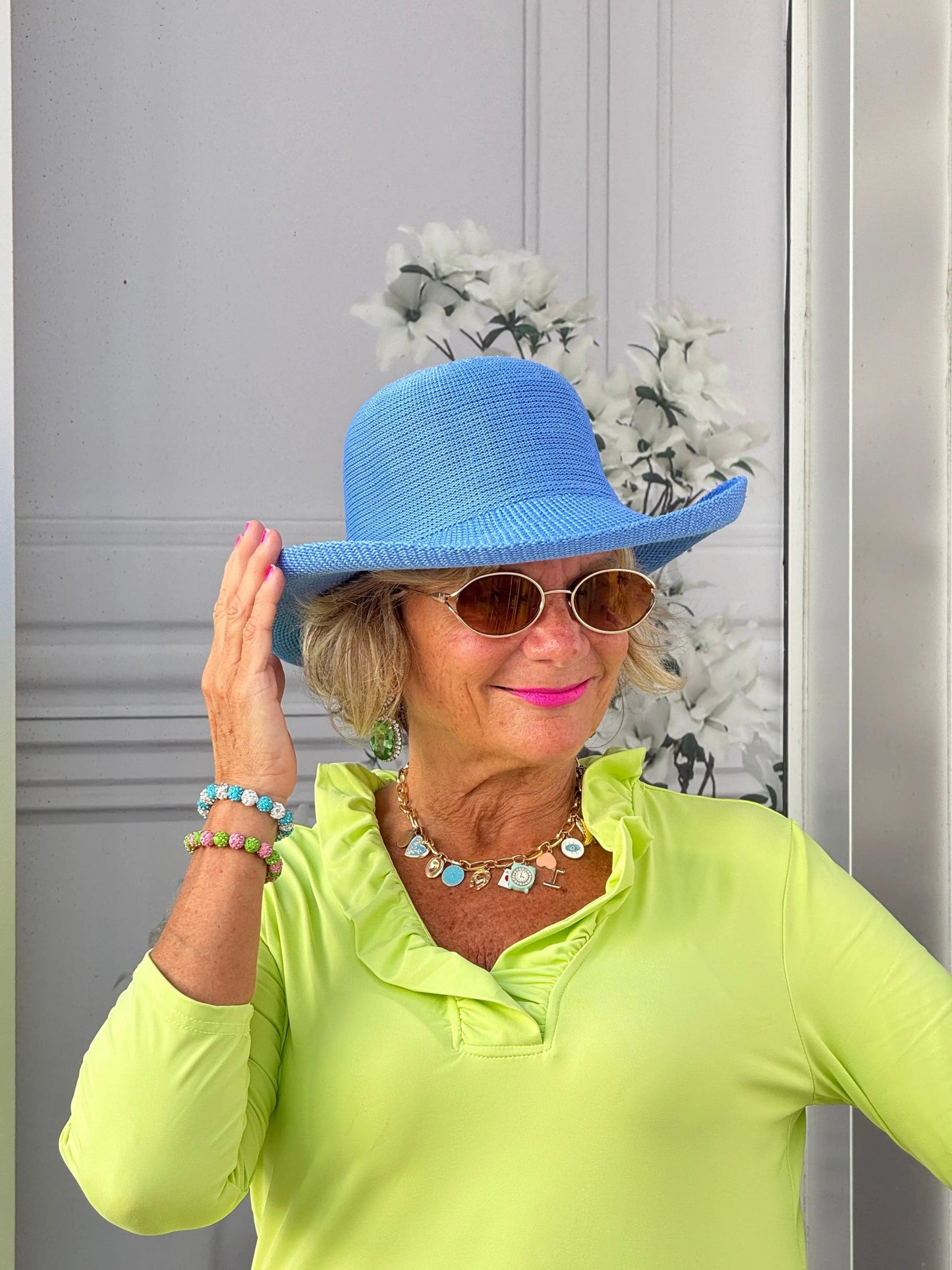 SOLID  LIME 3/25 SLEEVE RUFFLE