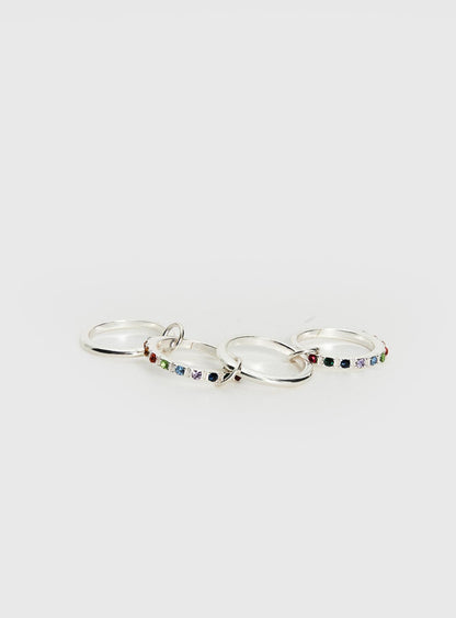Leanah Stacked Gemstone Ring Silver