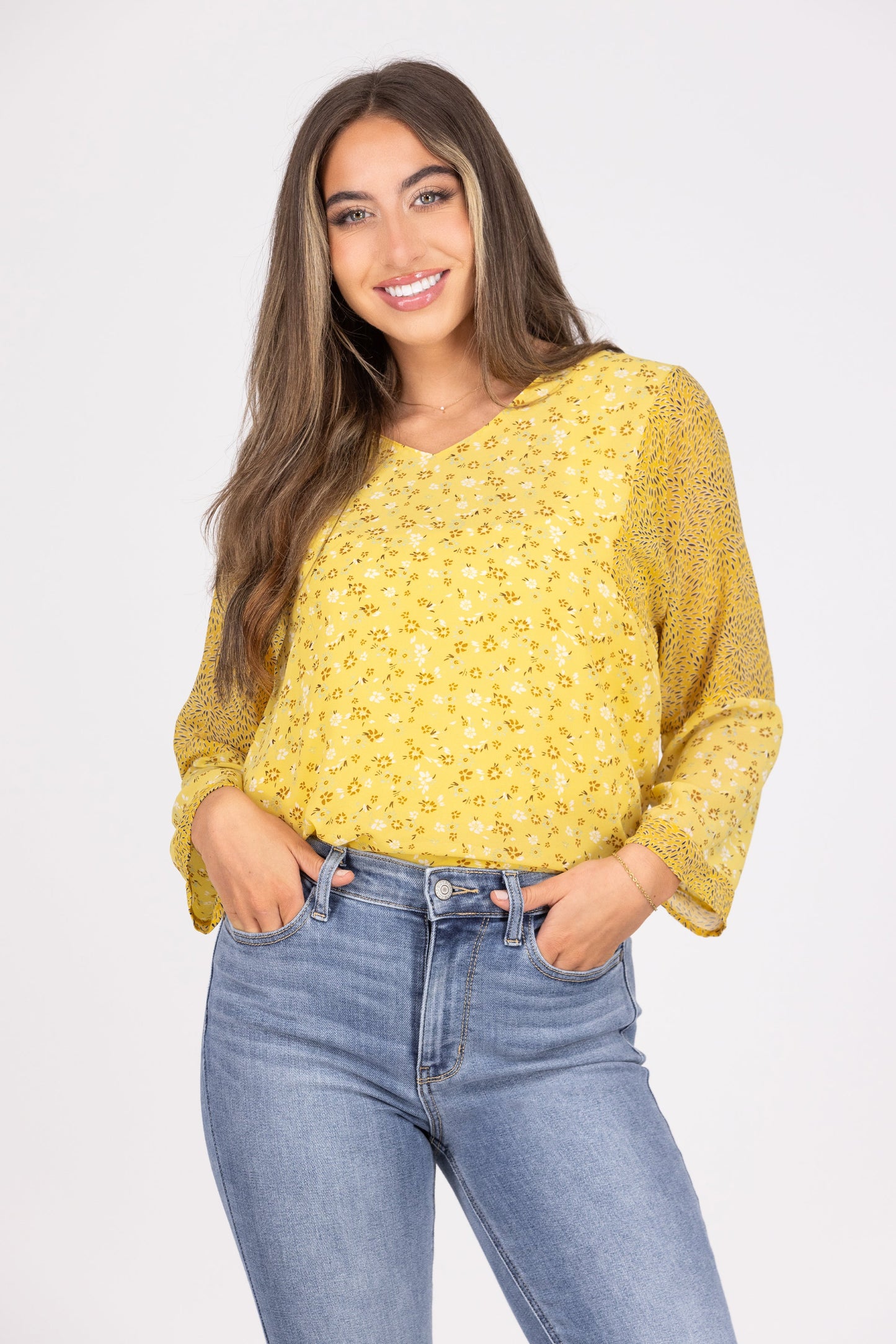 By The Phone Women's V-Neck Long Sleeve Top