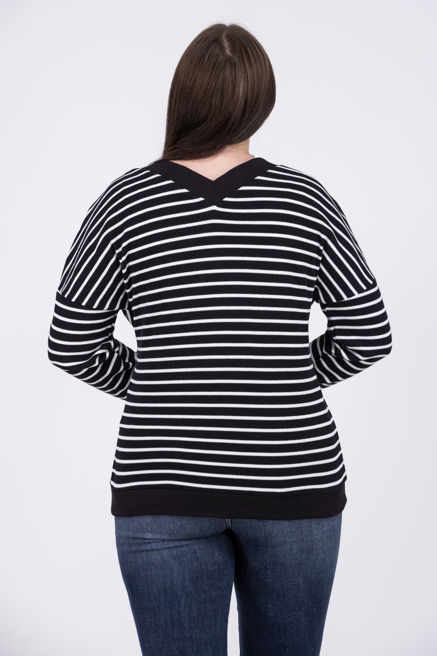 Space For Two Women's Striped Knit Long Sleeve Top