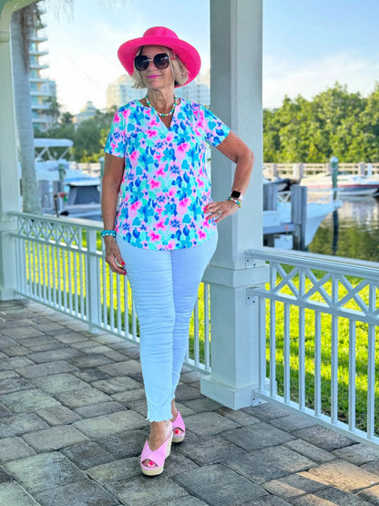 PINK PETALS SHORT SLEEVE TOP