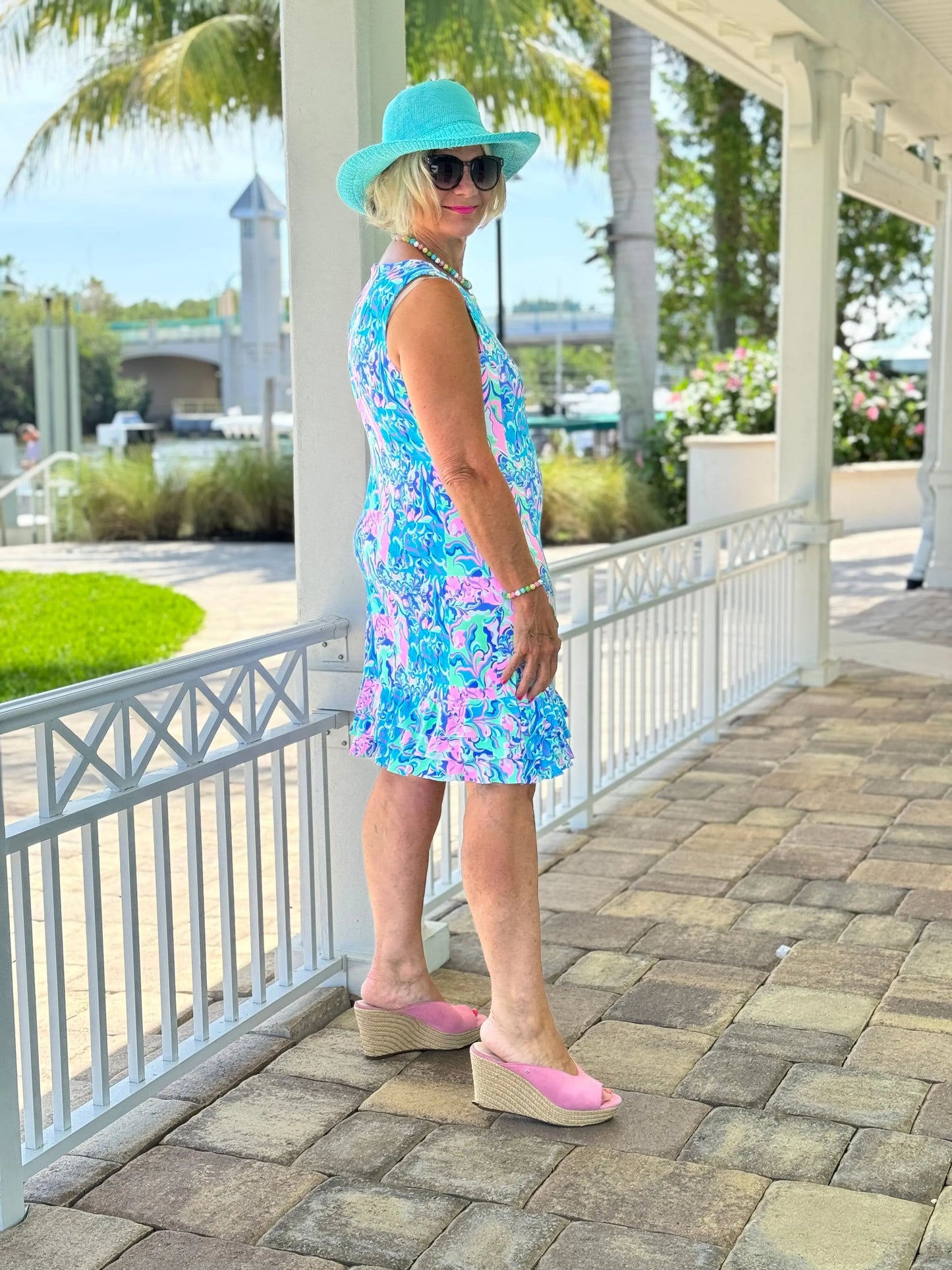 SPLASH OF PINK  SHIFT RUFFLE DRESS