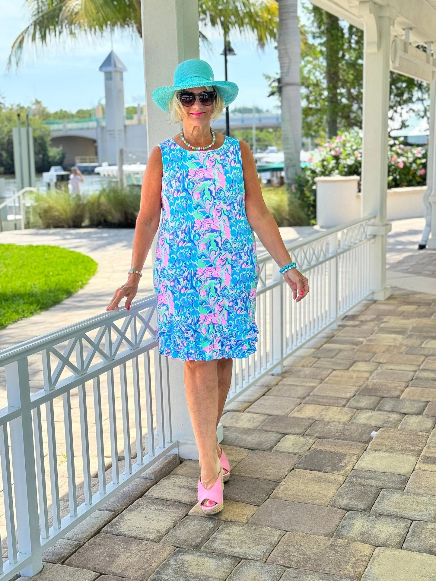 SPLASH OF PINK  SHIFT RUFFLE DRESS