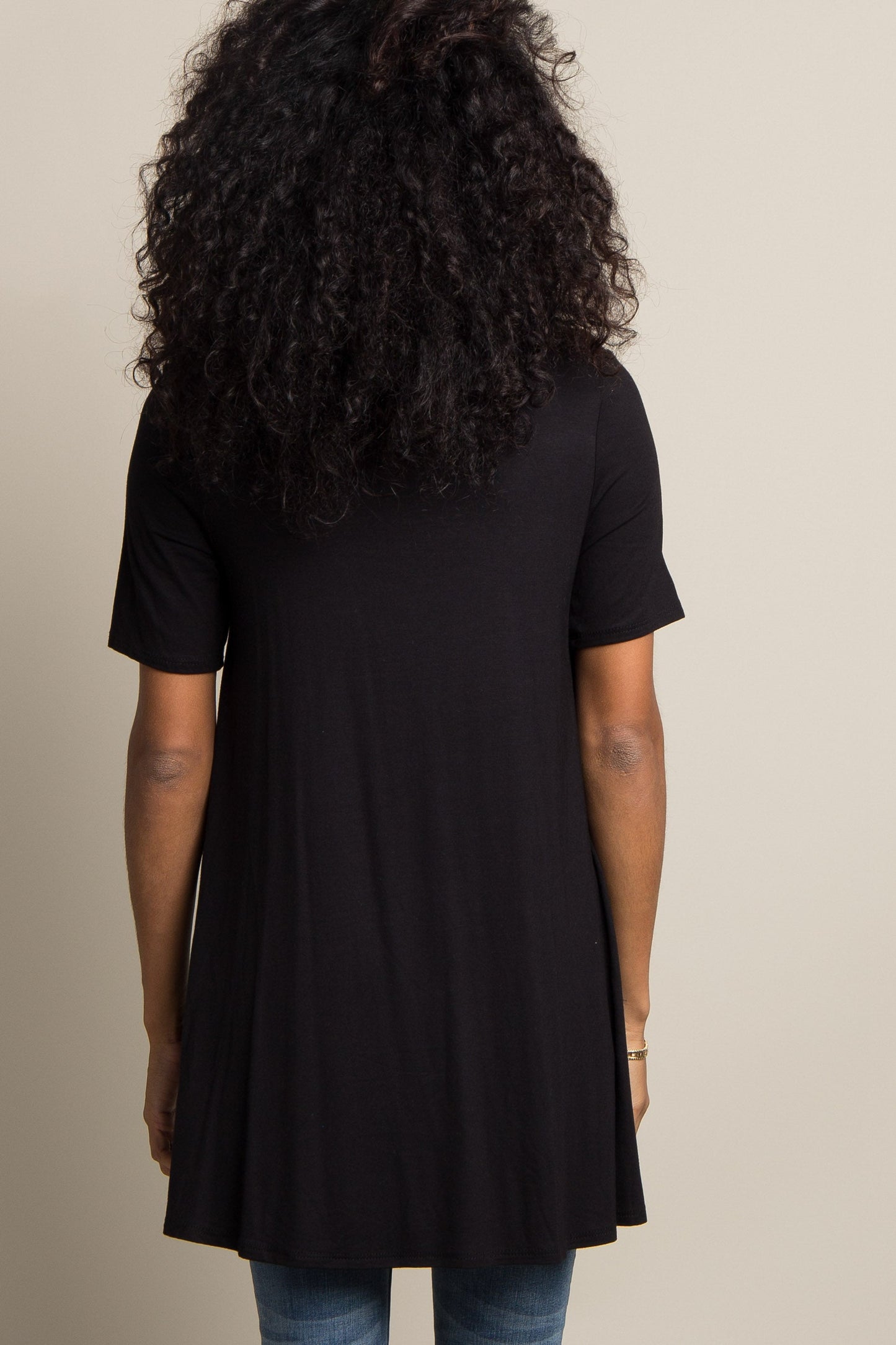 Black Basic Short Sleeve Top