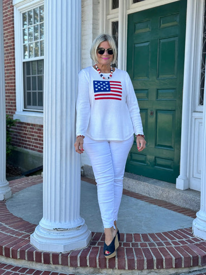 LULU-B WHITE FLAG SWEATER