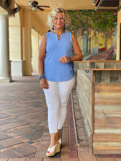 PERIWINKLE SLEEVELESS V-NECK
