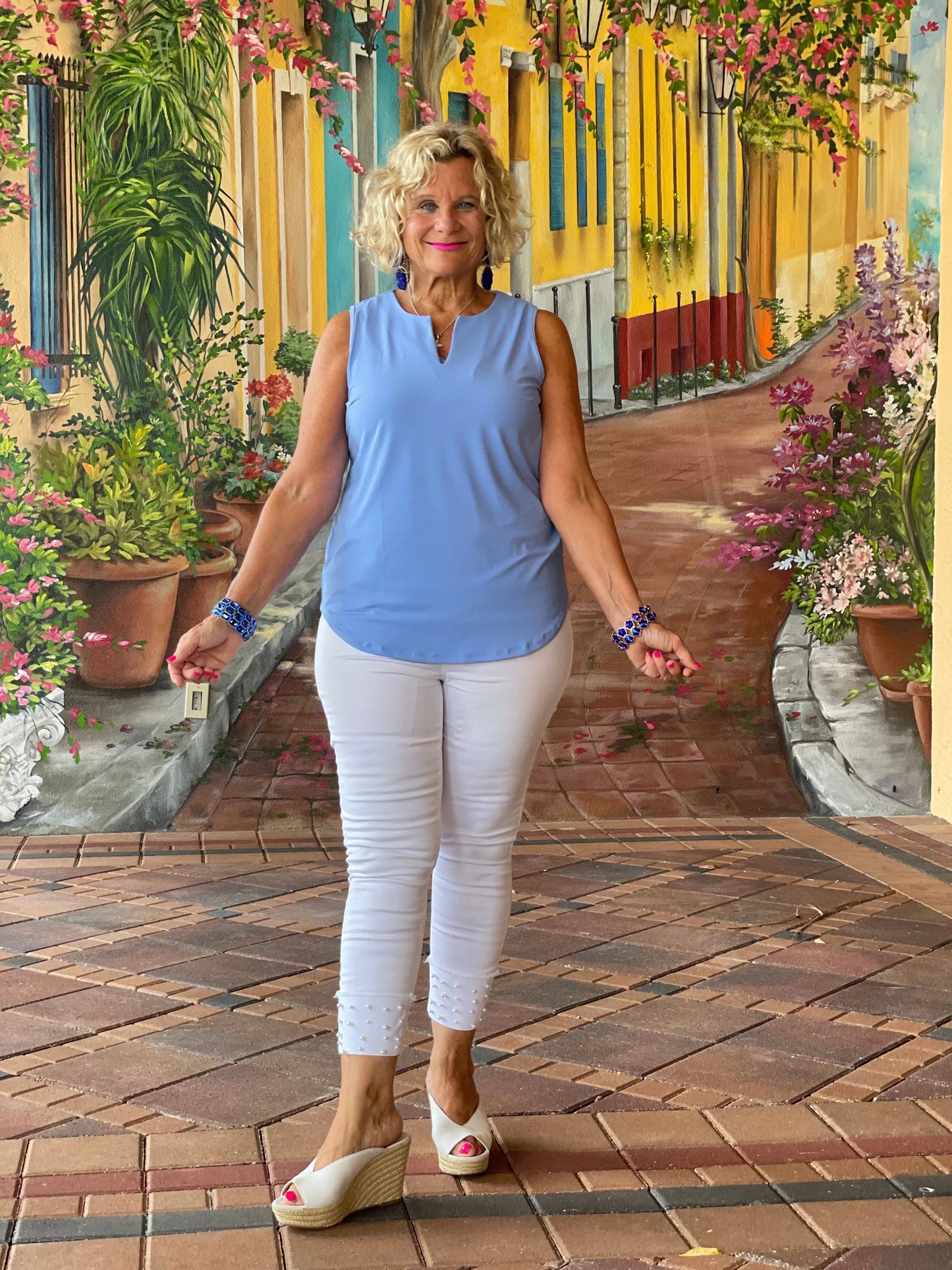 PERIWINKLE SLEEVELESS V-NECK