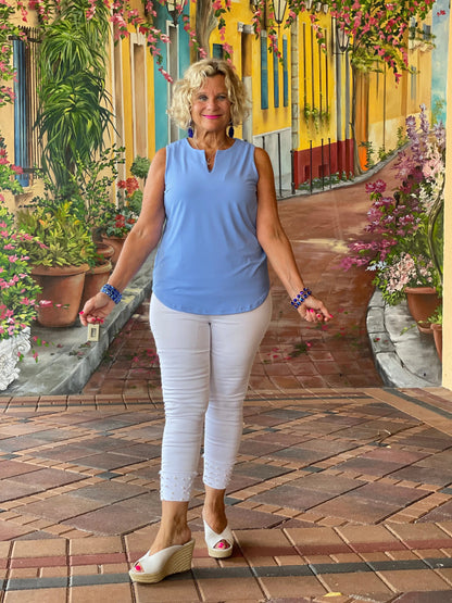 PERIWINKLE SLEEVELESS V-NECK