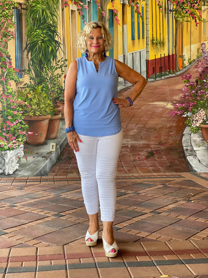 PERIWINKLE SLEEVELESS V-NECK