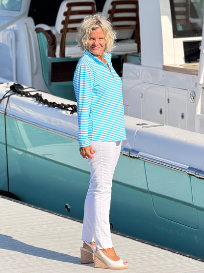 OCEAN BLUE HALF ZIPPER TOP