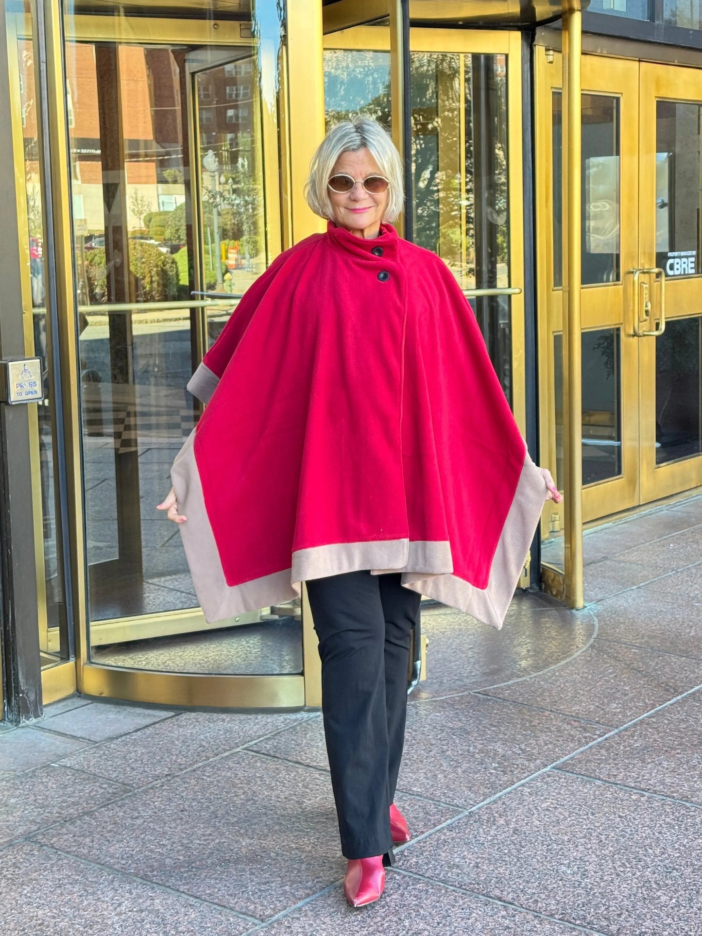 Red Womens Poncho Outer Coat