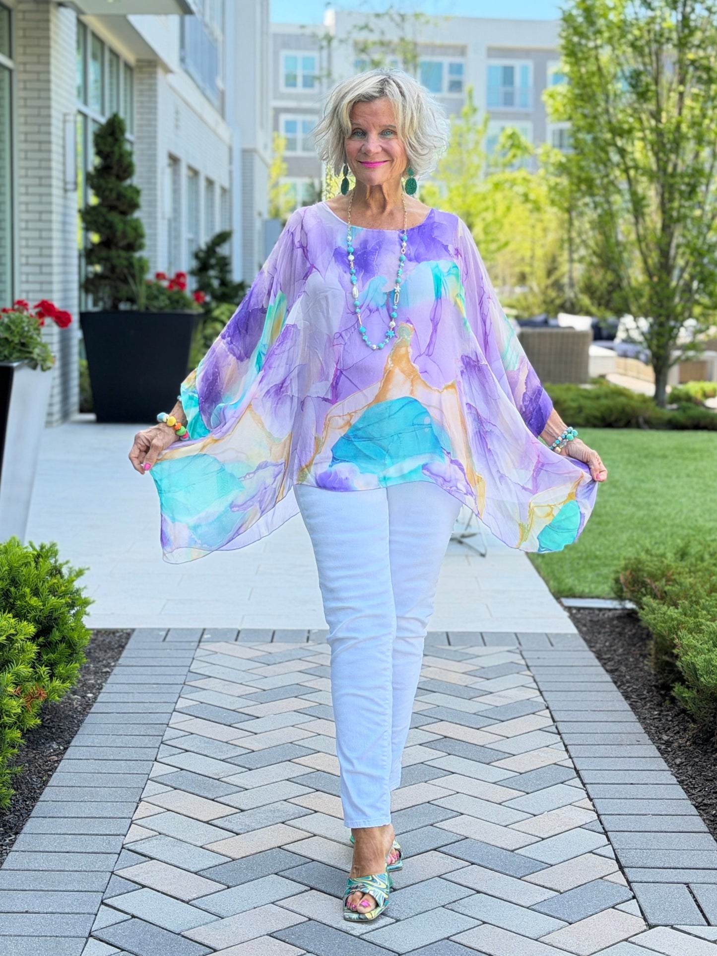 SHADES OF ORCHARD SILK TOP