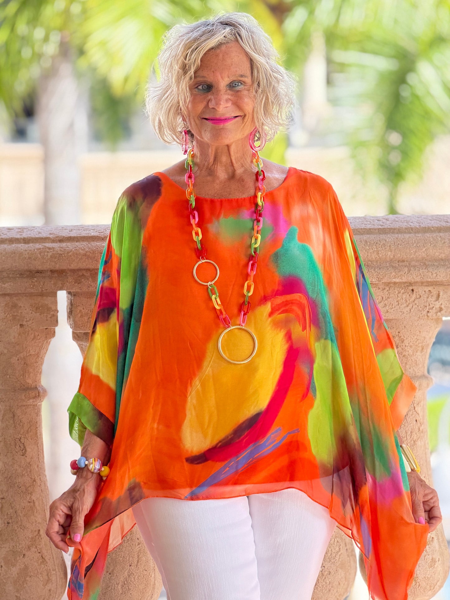 Sofia Sunrise Orange Silk top