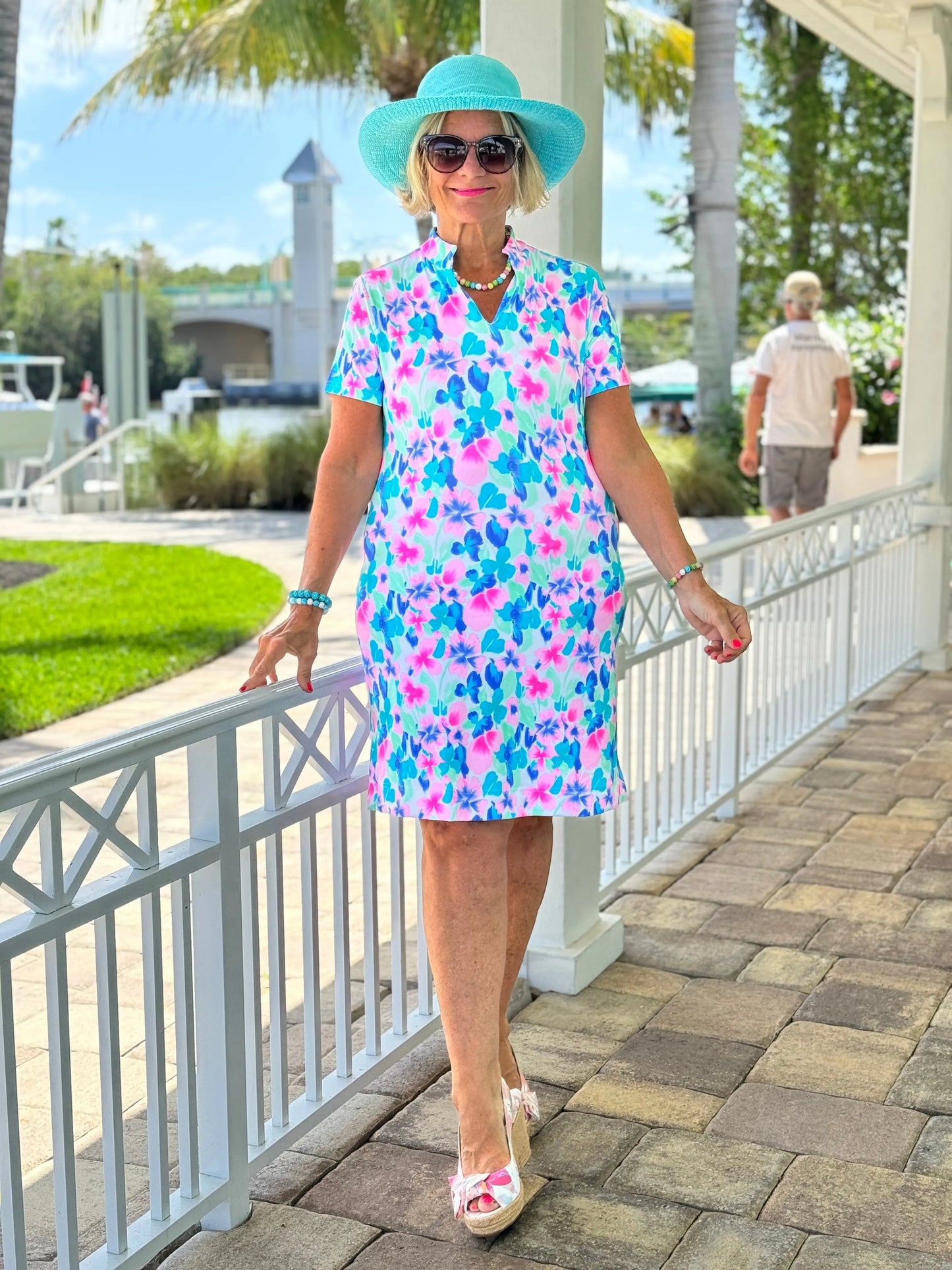 PINK PETALS SHORT SLEEVE DRESS