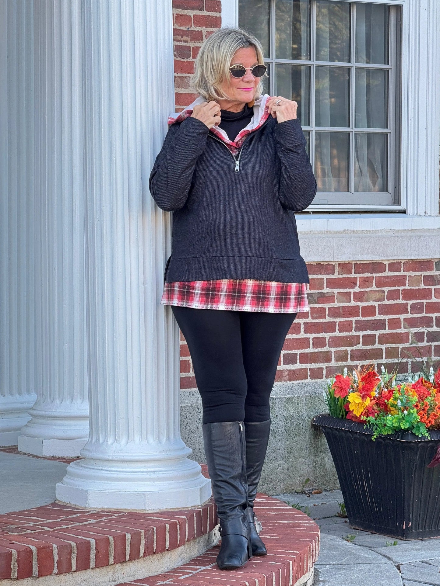 Rust Plaid Fall Day Hoodie