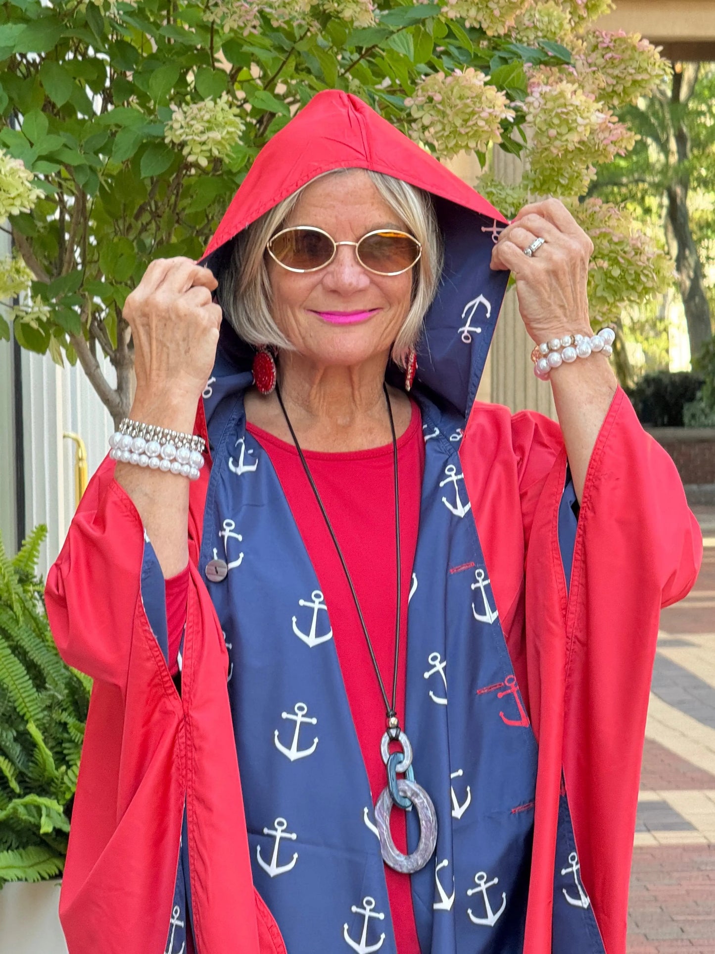 Navy / Red Reversible Rain Cape - Anchor Collection