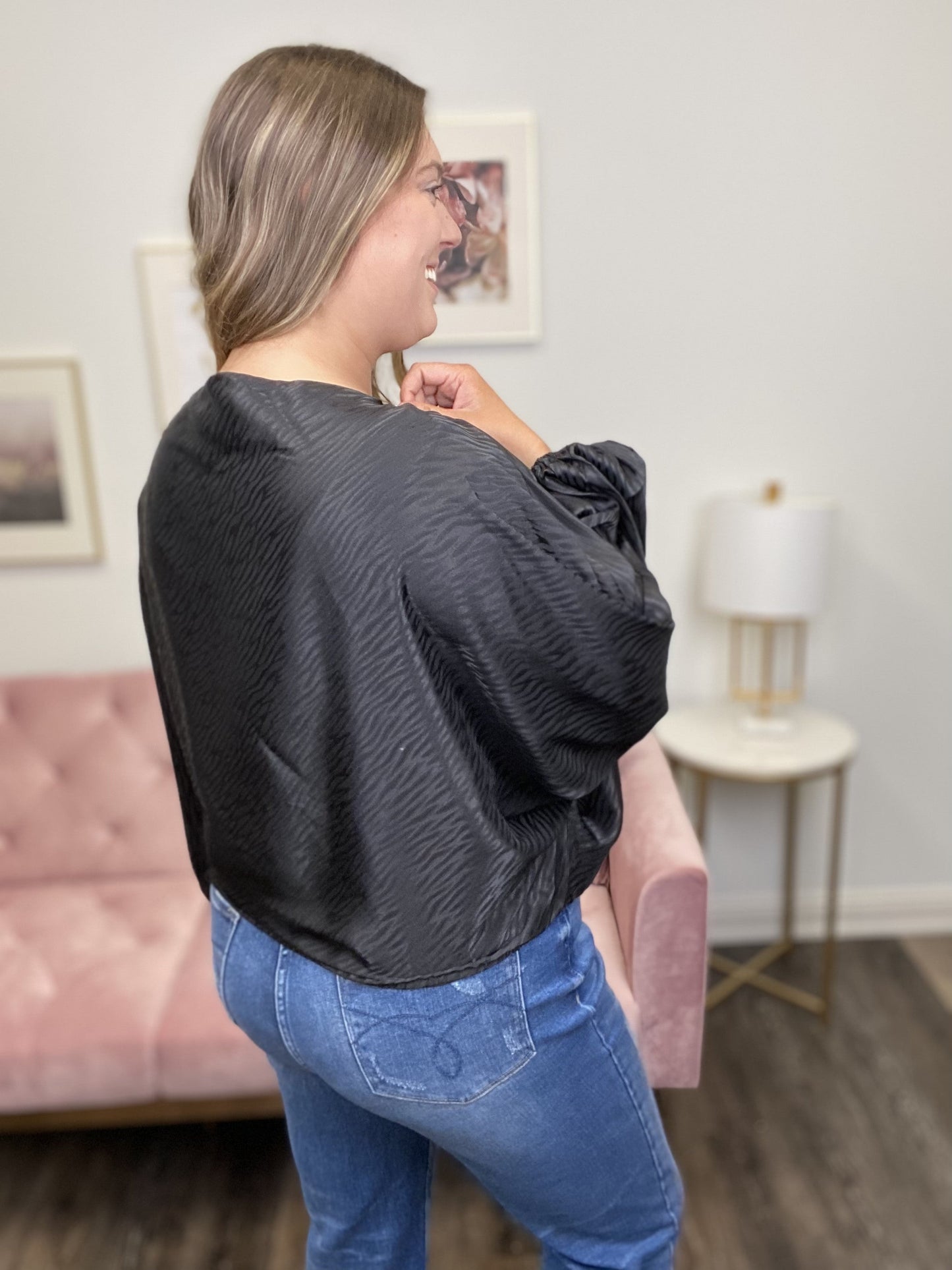 All Ashore Women's Satin Long Sleeve Top