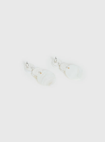 Terza Shell Tiered Earrings White