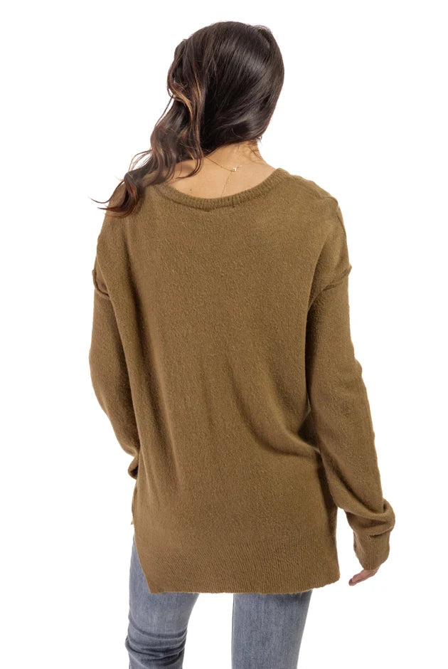 Women's Ribbed Hi-Lo Hem Sweater