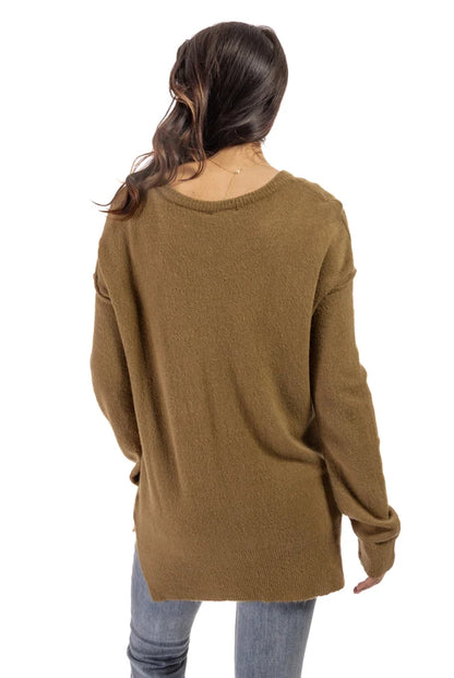 Women's Ribbed Hi-Lo Hem Sweater