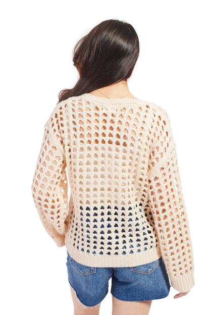 Women's Open Knit Sweater-Oatmeal