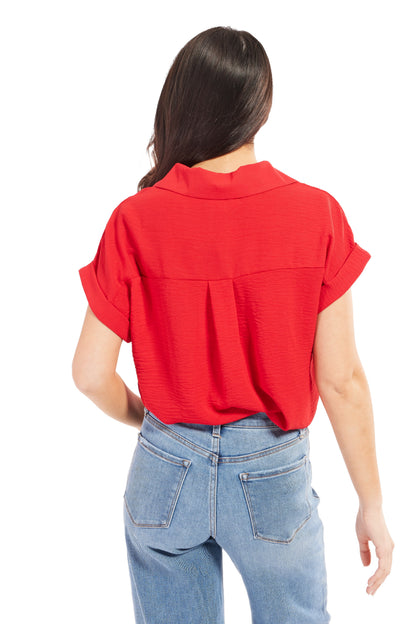 Women's Collared Button Up Short Sleeve Shirt