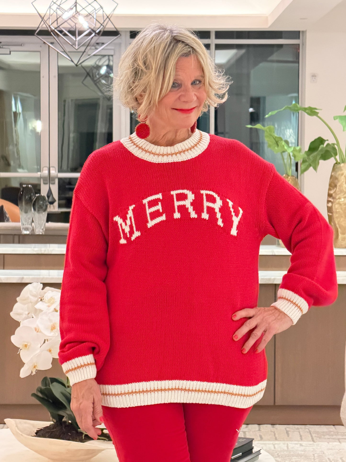MERRY Color Block Edge Drop Shoulder Cozy Sweater