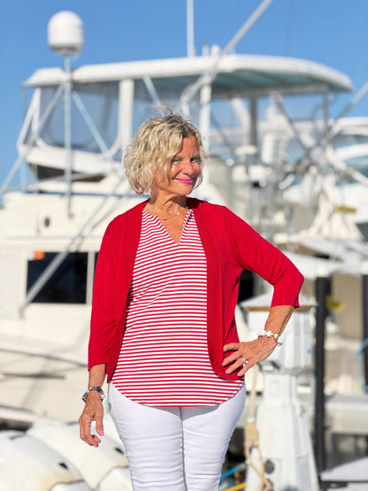 REGATTA RED STRIPED NOTCH TOP