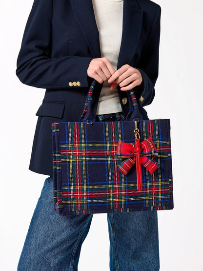 PLAID BOW BAG CHARM/KEY RING