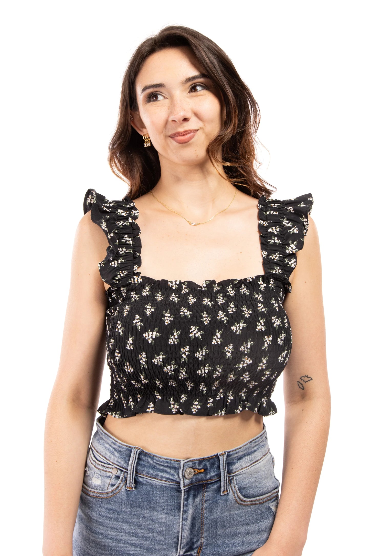 Miki Women's Floral Ruffle Tube Top Bralette