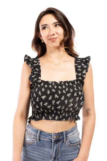 Miki Women's Floral Ruffle Tube Top Bralette