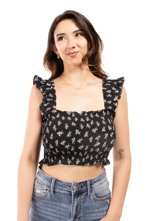 Miki Women's Floral Ruffle Tube Top Bralette