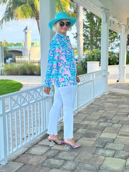 SPLASH OF PINK  HALF ZIPPER
