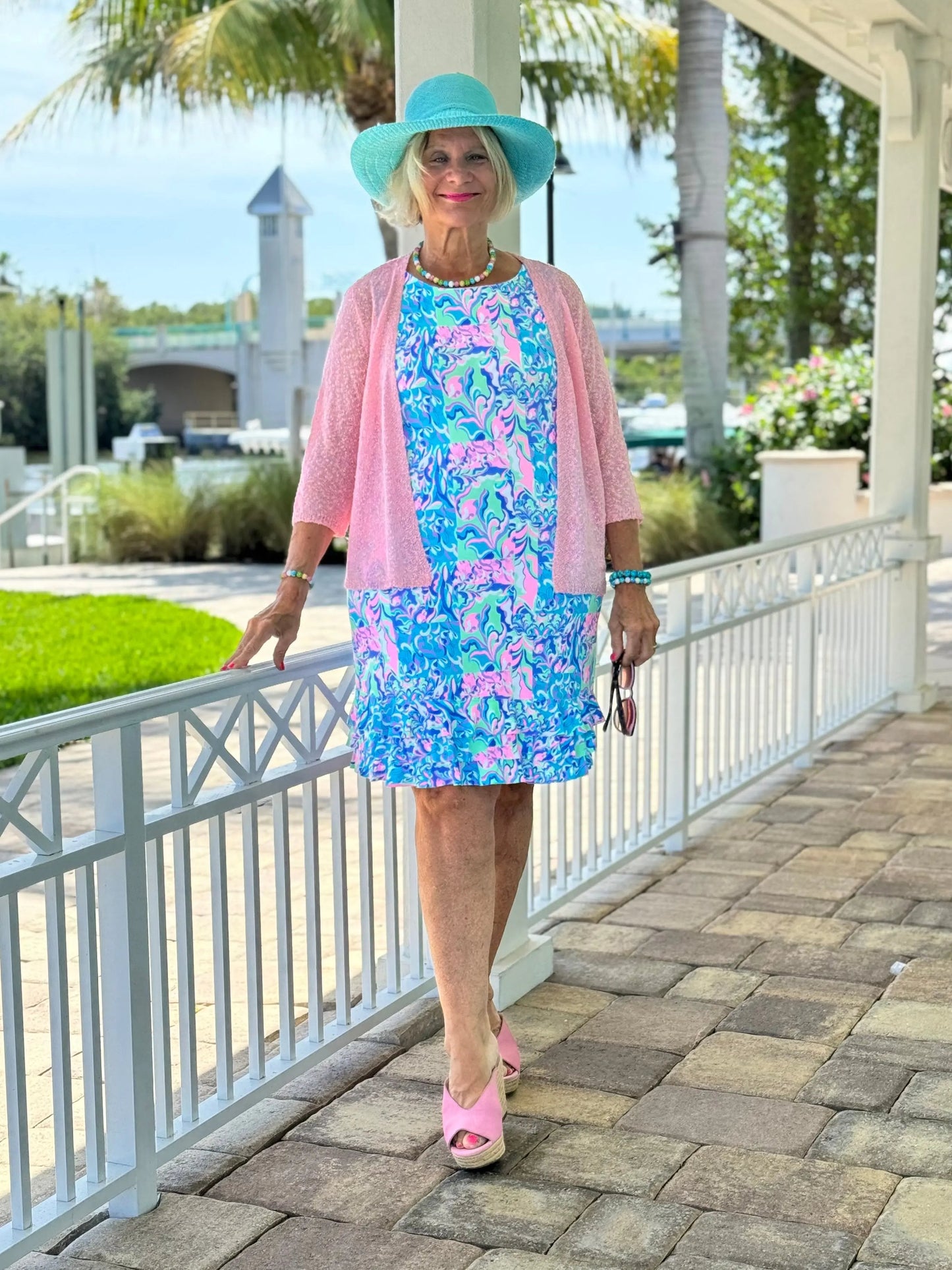SPLASH OF PINK  SHIFT RUFFLE DRESS