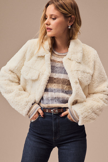 Lettie Striped Cable Cashmere Sweater