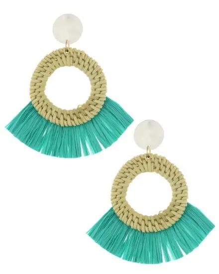 Raffia Basket Weave Straw Earring Set