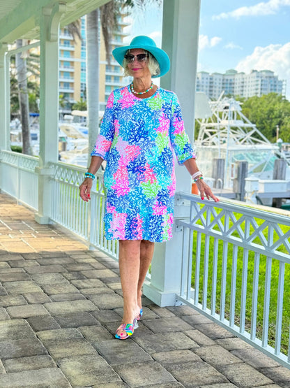 SALINA REEF RUFFLE SLEEVE DRESS