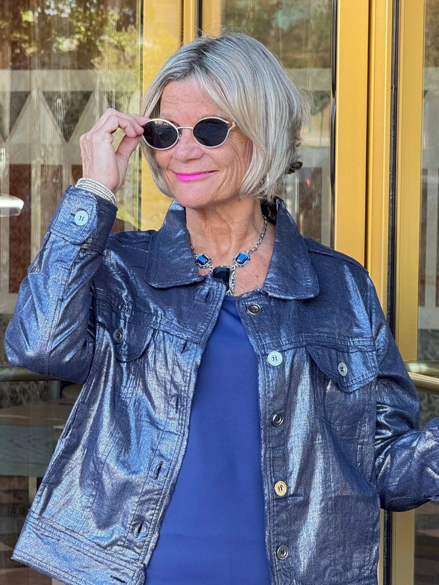 Navy Metallic Jacket