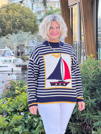 Nautical Stripe Sweater Top