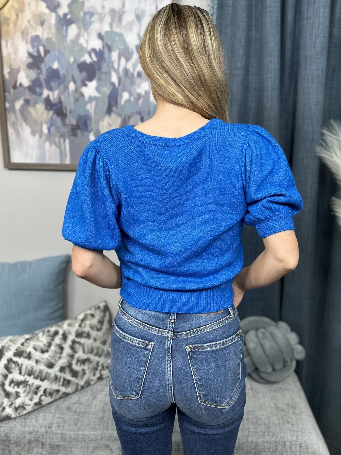 Over The Edge Women's Midweight Short Poof Sleeve Sweater