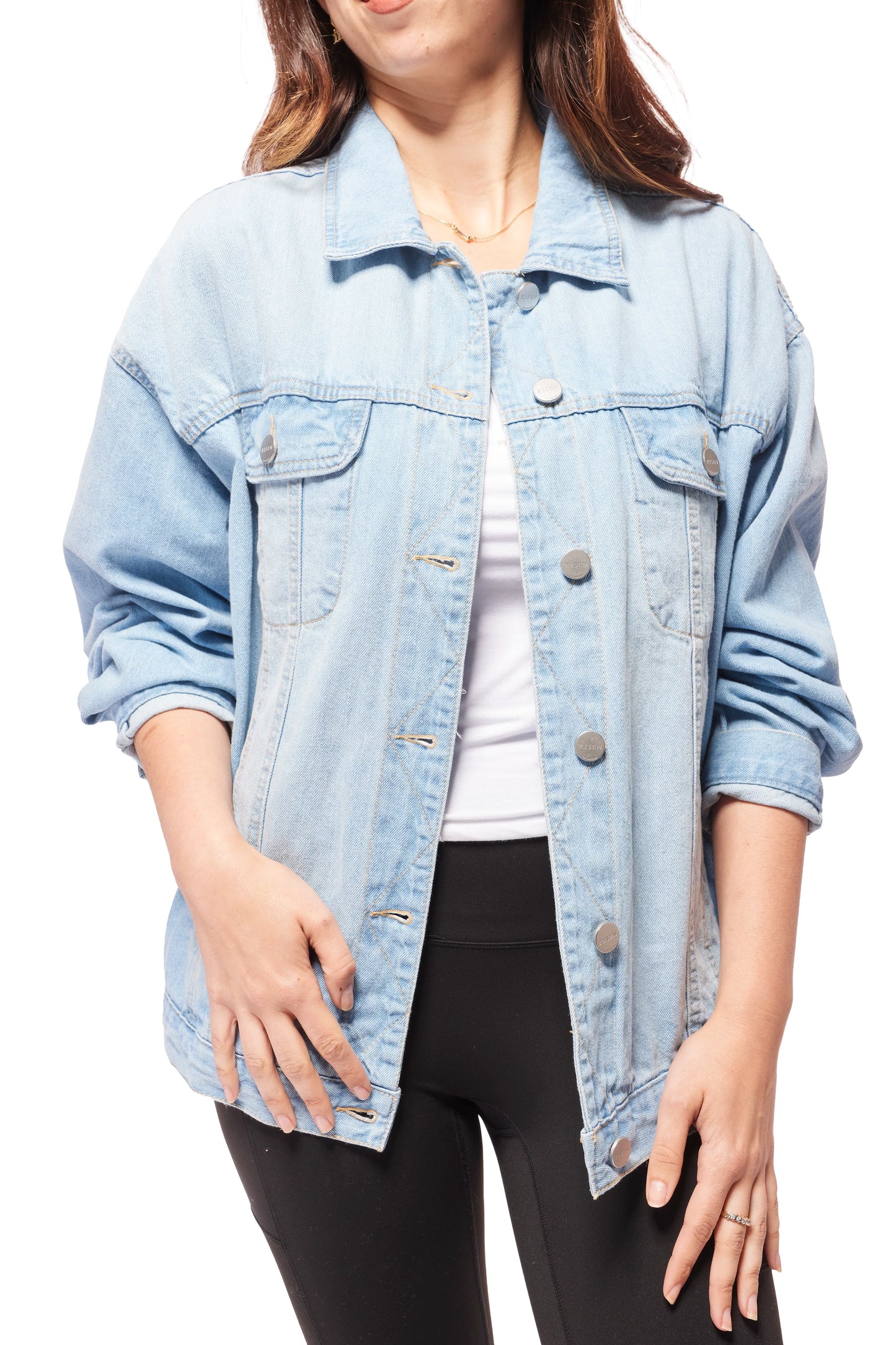 Risen Women's Classic Button Up Denim Jacket