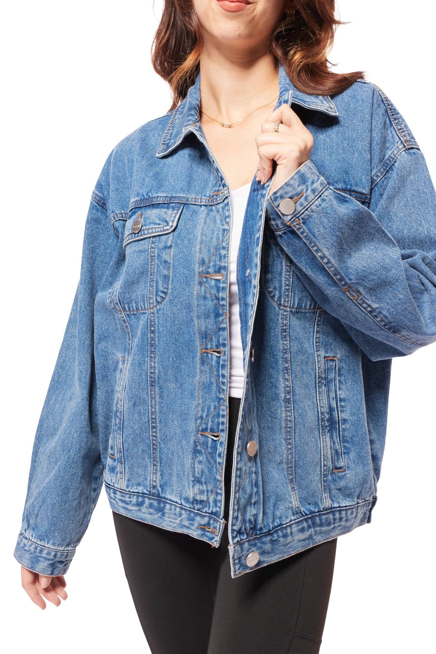 Risen Women's Classic Button Up Denim Jacket